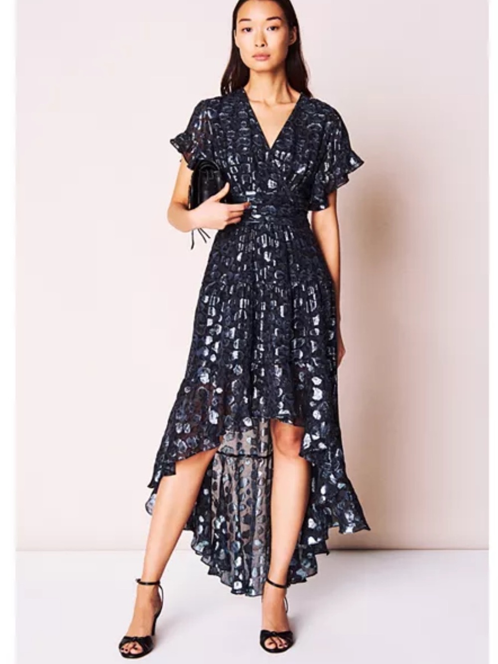 NWT BA&SH Grace Metallic Jacquard Dress Size Small